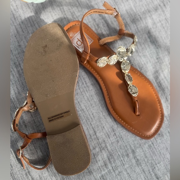 Dolce Vita Tan Sandals with Gold Discs - Picture 6 of 6